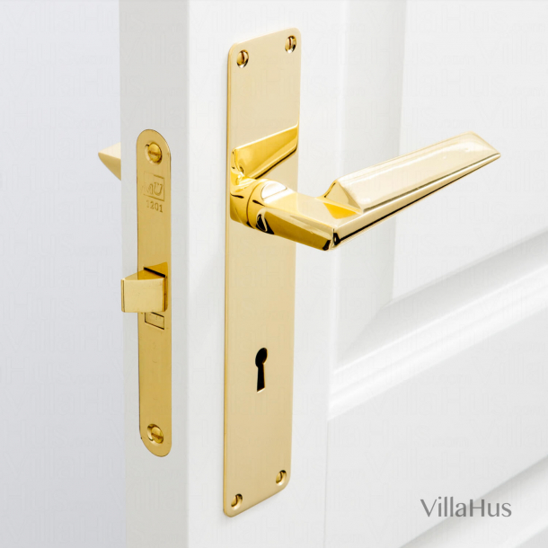 Door Handle - Interior - Brass - Backplate with keyhole 45x220 mm - Model MARISA
