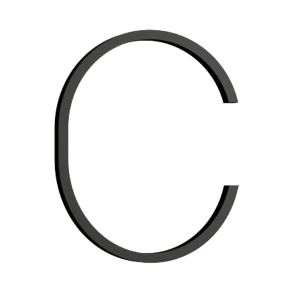 Habo Selection Haus buchstabe C - Schwarz - Modell Contemporary - 124 mm