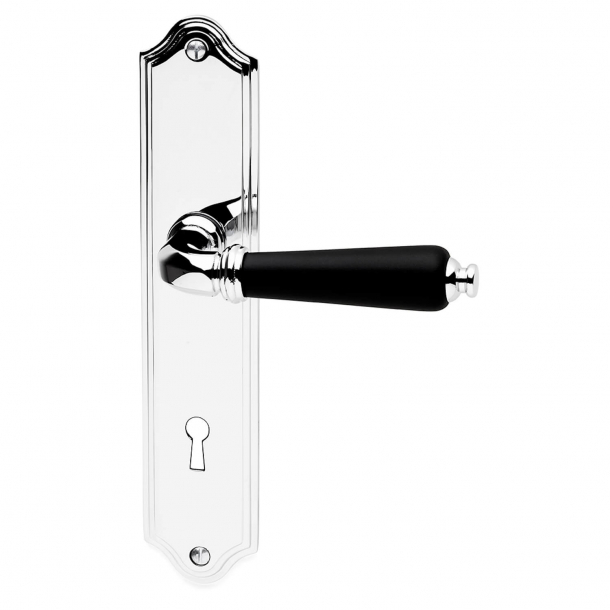 Door handle on back plate with keyhole - Chrome - Model MADRID