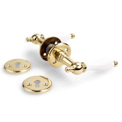 Drrhandtag - Tr - Inomhus - Mssing och vitmlat tr - Gamla drrhandtag (1411)