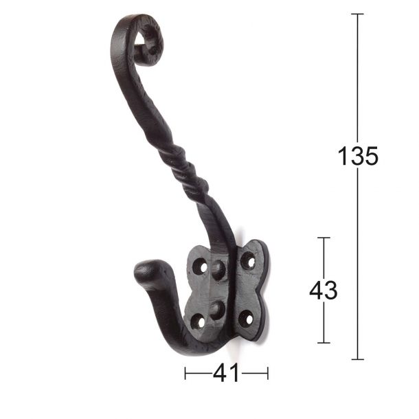 Hat hook - HABO - Black wrought iron - 135mm