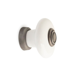 Habo Furniture Button - ERIK, Porcelain / Brushed tin