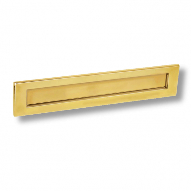Letter frame - Brass without lacquer - Letter box - Inward letter flap - h75 x b348 x d6