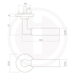 Door handle - Interior - Brass without lacquered - Rosettes and Escutcheon - Model 378