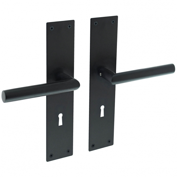 Door handle indoors on long-distance - Matte black - Keyhole - Model 583