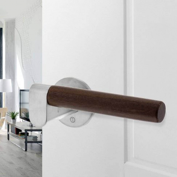 Door handle interior - Stainless Steel / Dark wood - Model 073102