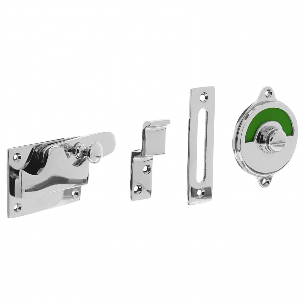 WC lock - Free / Busy sign - Polished chrome - Inward doors