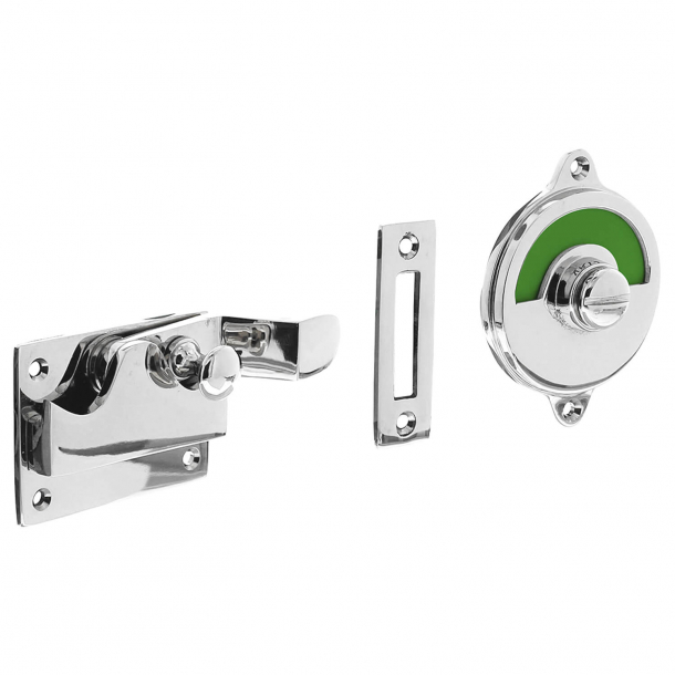 WC lock - Free / Busy sign - Polished chrome - Outgoing doors