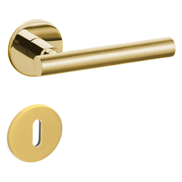 Olivari Door handle with key escutcheon - Bright gold - Model ATENA LIGNE