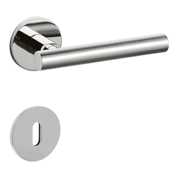 Olivari Door handle with key escutcheon - Bright chrome - Model ATENA LIGNE