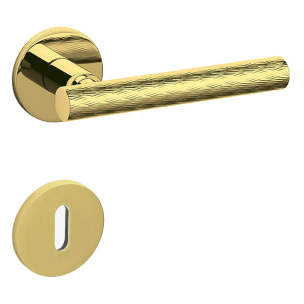 Olivari Door handle with key escutcheon - Bright gold - Model ATENA PANIER
