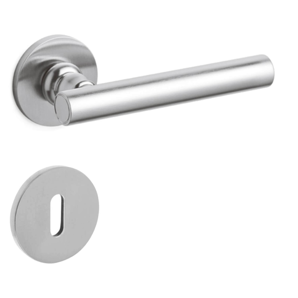 Olivari Door handle with key escutcheon - Satin chrome - Model DOLCE VITA
