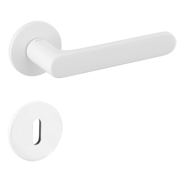 Olivari Door handle with key escutcheon - Matt white - Model ICONA