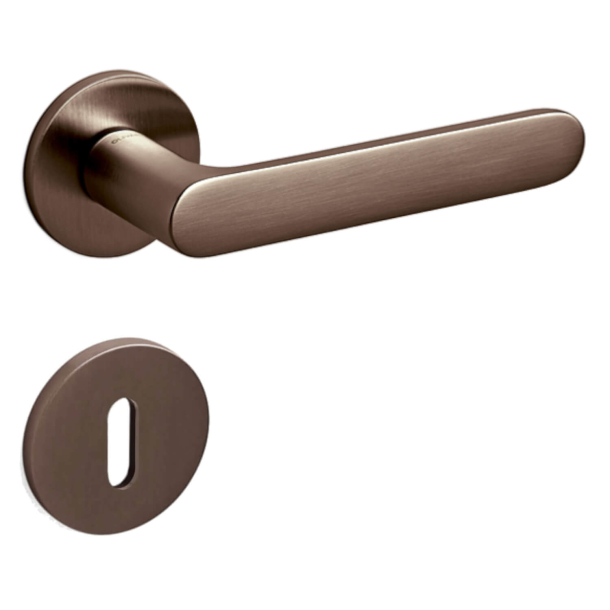 Olivari Door handle with key escutcheon - Satin bronze - Model ICONA