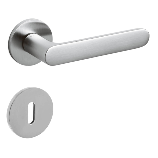 Olivari Door handle with key escutcheon - Satin chrome - Model ICONA