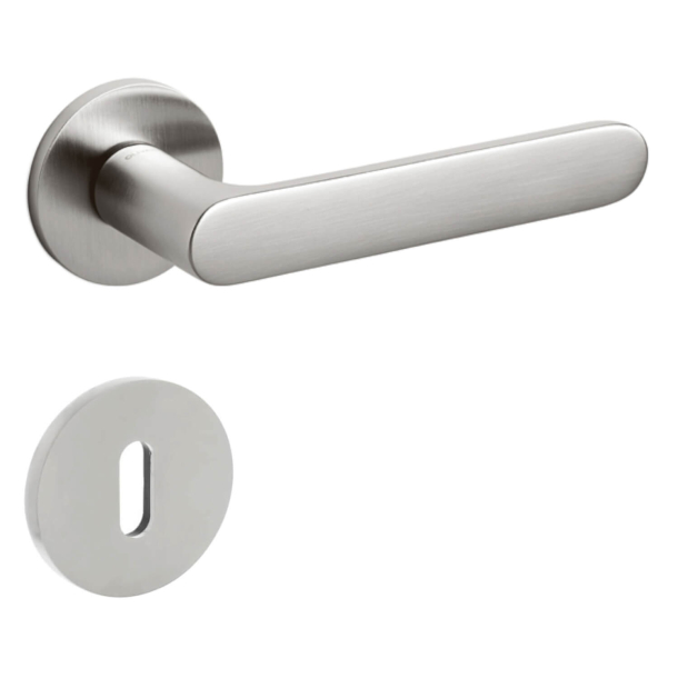 Olivari Door handle with key escutcheon - Satin stainless steel - Model ICONA
