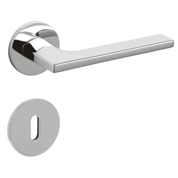 Olivari Door handle with key escutcheon - Bright chrome - Model LOTUS