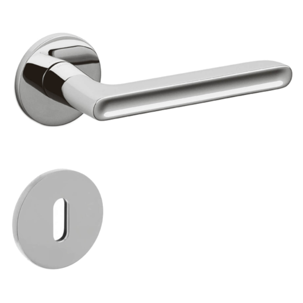 Olivari Door handle with key escutcheon - Bright chrome - Model LUCY