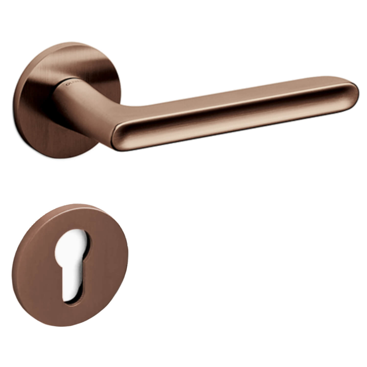 olivari-door-handle-with-europrofile-escutcheon-satin-copper-model