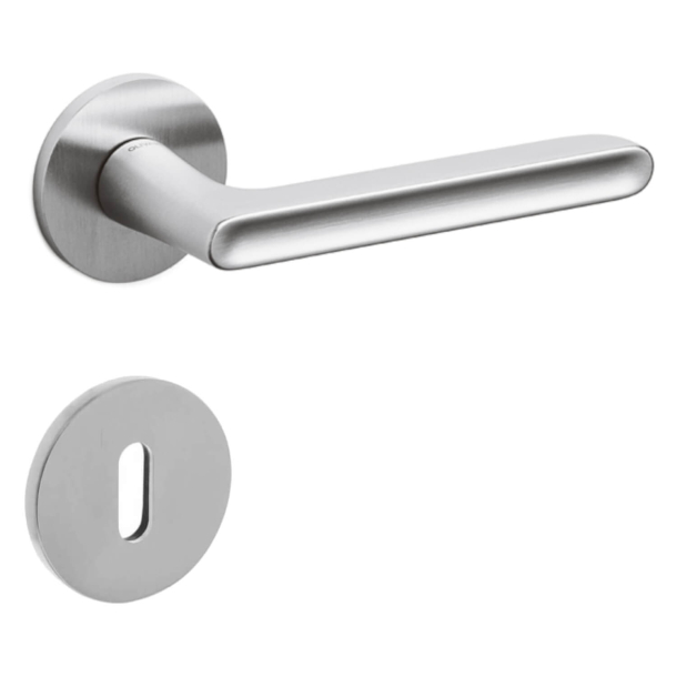 Olivari Door handle with key escutcheon - Satin chrome - Model LUCY