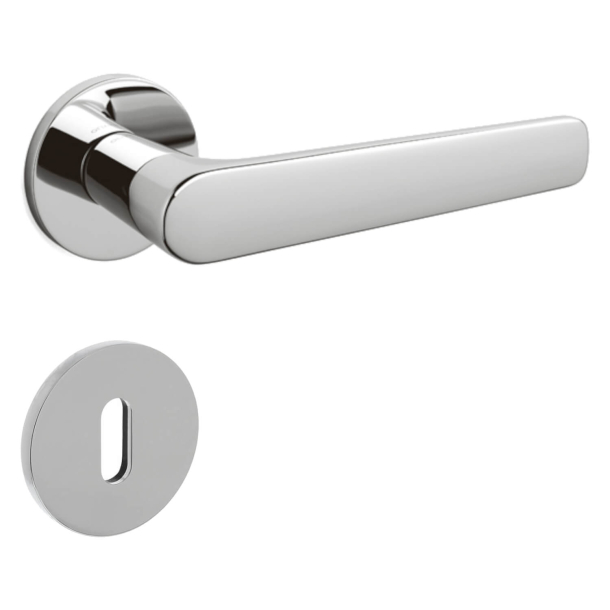 Olivari Door handle with key escutcheon - Bright chrome - Model LUGANO