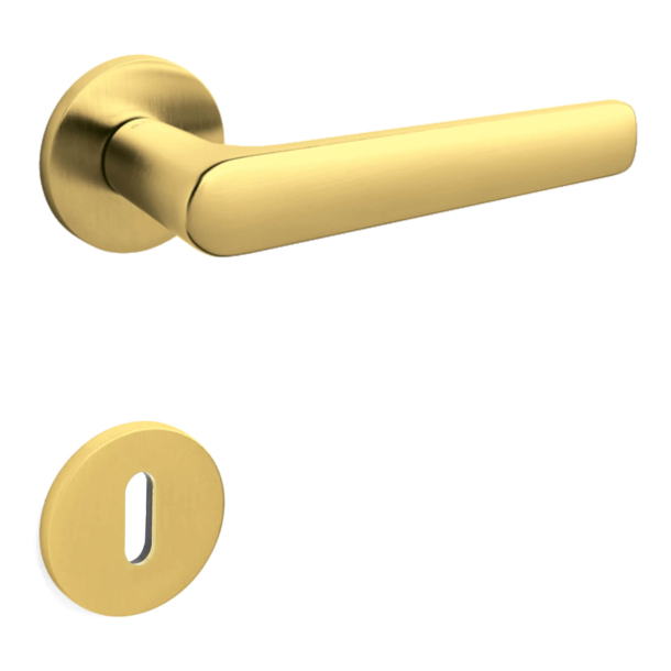 Olivari Door handle with key escutcheon - Satin gold - Model LUGANO