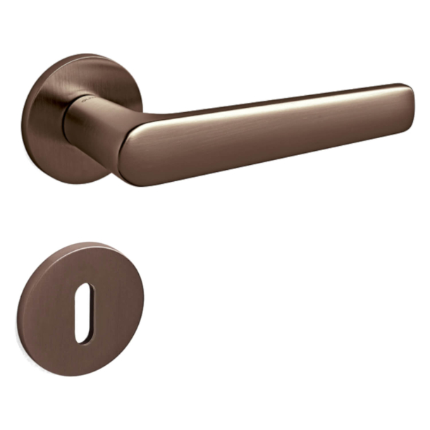 Olivari Door handle with key escutcheon - Satin bronze - Model LUGANO