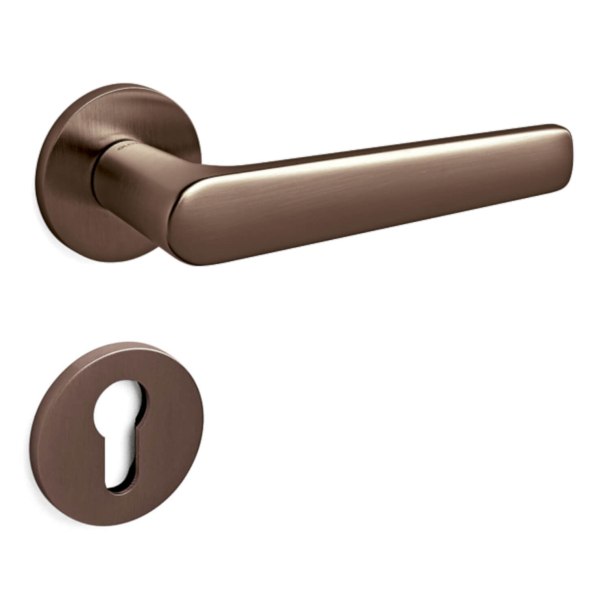 D&ouml;rrhandtag med PZ cylinderring - Olivari - Satin brons - Modell LUGANO