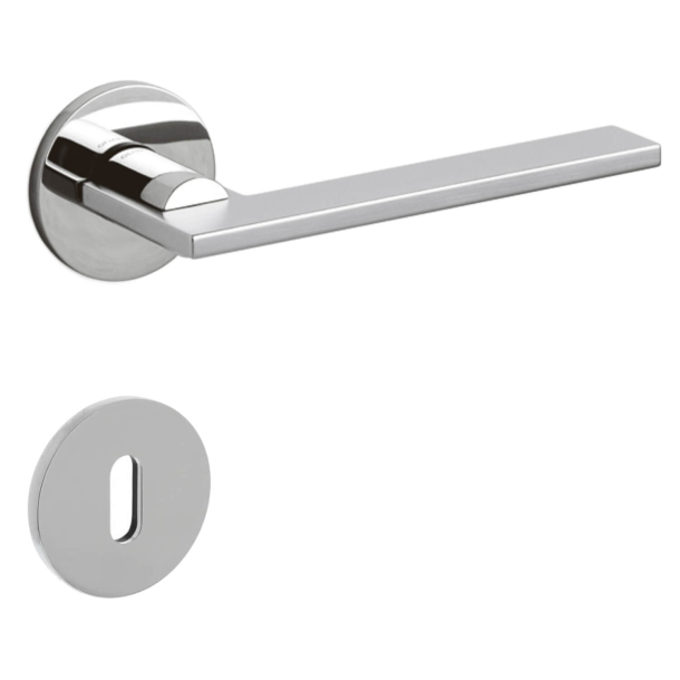 Olivari Door handle with key escutcheon - Bright / Satin chrome - Model OPEN