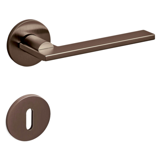 Olivari Door handle with key escutcheon - Satin bronze - Model OPEN