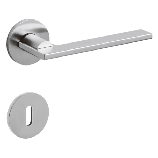 Olivari Door handle with key escutcheon - Satin chrome - Model OPEN