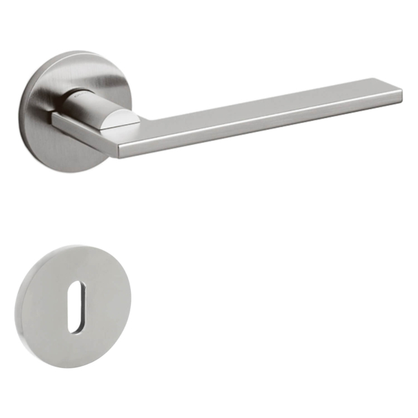 Olivari Door handle with key escutcheon - Satin stainless steel - Model OPEN