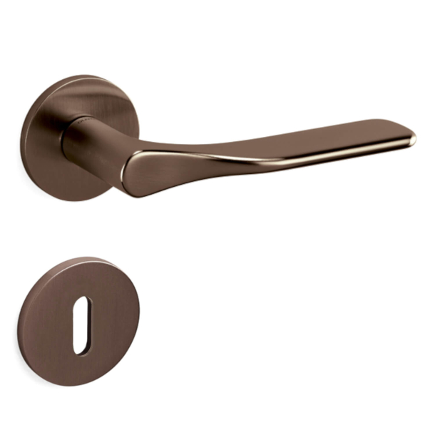 Olivari Door handle with key escutcheon - Satin bronze - Model Paddle