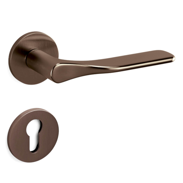 Olivari Door handle with europrofile escutcheon - Satin copper