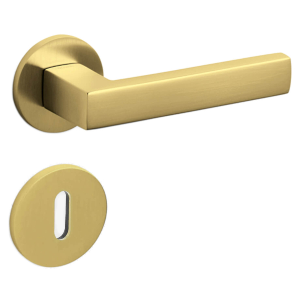 Olivari Door handle with key escutcheon - Satin gold - Model PLANET B