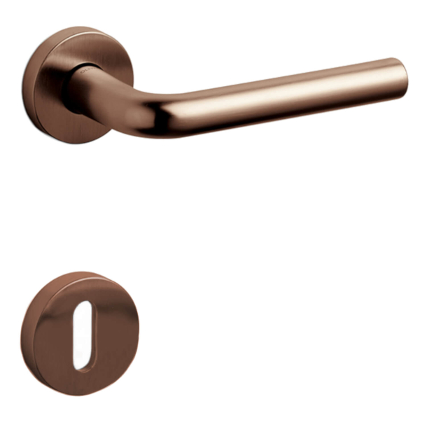 Olivari Door handle with key escutcheon - Satin copper - Model RAFFAELLA
