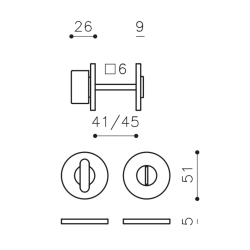 Privacy lock - Brushed brass PVD - Gio Ponti LAMA L