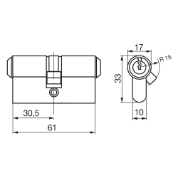 RD1620 Dobbelt profilcylinder - Messing -+0+0 mm