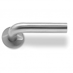 Door handle in heavy L-shape, 22 mm pipe - Stainless steel - RANDI - Model 1031 - Snap-on-cover