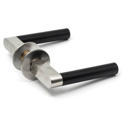 Door handle - Brushed steel - Black plastic - GRATA Model 1077 - cc38mm - GRATA door handles - VillaHus