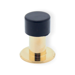 Doorstops - Brass without lacquer - Wall / Floor model - Black rubber stop - 45 x 50 mm