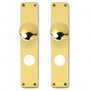 Kuldrrhandtag p lngskylt - H-form  - Mssing - RUKO 250 cylinderhl - cc69 mm