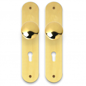 Kuldrrhandtag p lngskylt - C-form - Mssing utan lack - Profilcylinder Hl - cc72 mm