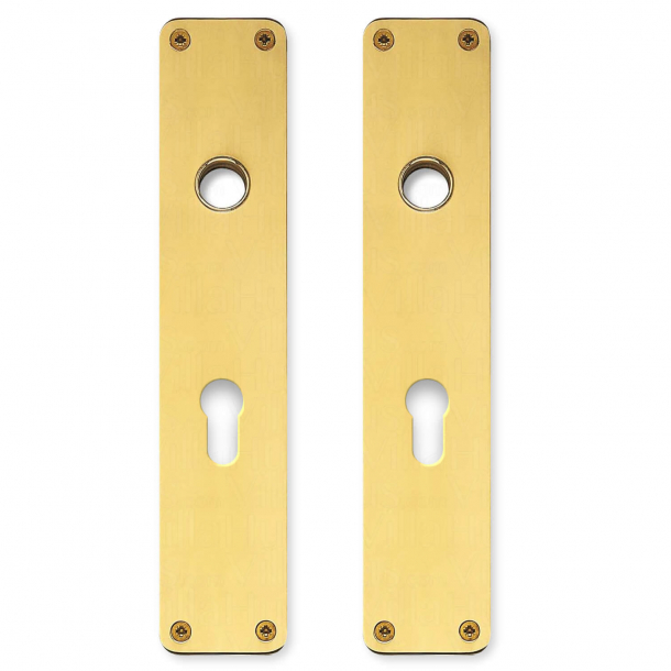 Kugle drgreb p langskilt - H-form - Messing uden lak - Profilcylinder hul - cc72 mm