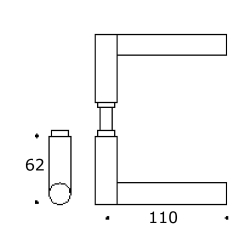 Door handle without rosettes - Brushed steel - Oak wood - GRATA - Model 1077