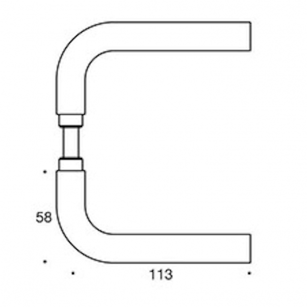 Randi door handle - Classic L-shape - Brushed stainless steel - Model 7021 - Snap-on-cover 30/38 mm
