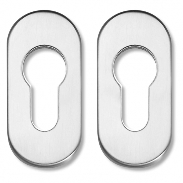 Oval escutcheons, Euro Profile for narrow profile doors, 65x30 mm