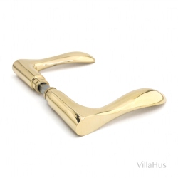 Door handle on Back plate with keyhole - 220 x 45 mm - Brass without lacquer - Model BELLEVUE