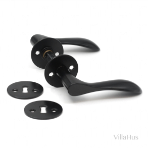 Türgriff innen - Rosetten und Schlüsselloch - Matt schwarz - Modell OLA -  Schwarze Türgriffe - VillaHus