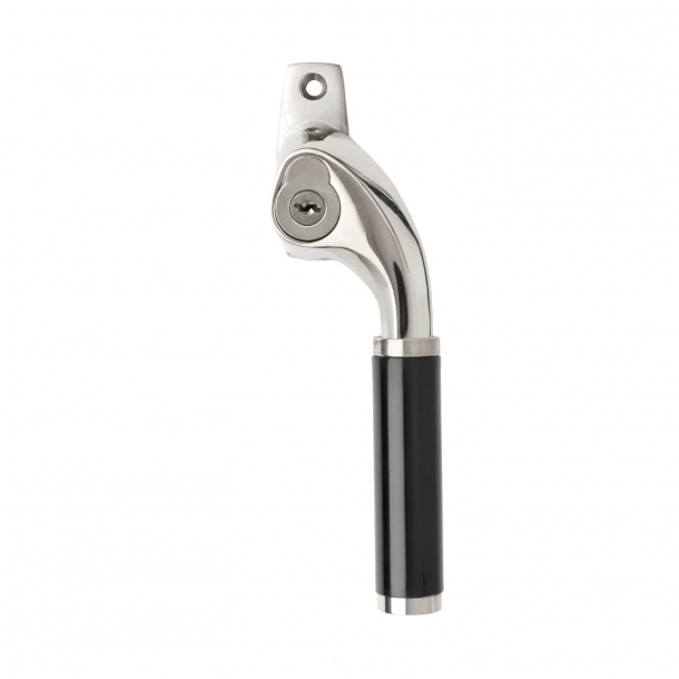 Terrace door handle with lock - Right - Polished nickel and black Bakelite - SIBES model 2742